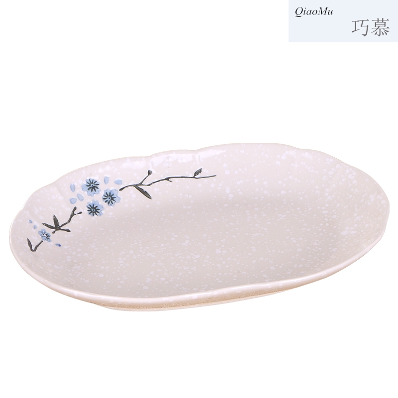 Qiao mu ceramic household creative dishes steamed fish dish 10/11/12 inches 0 cold dish dish fish dish