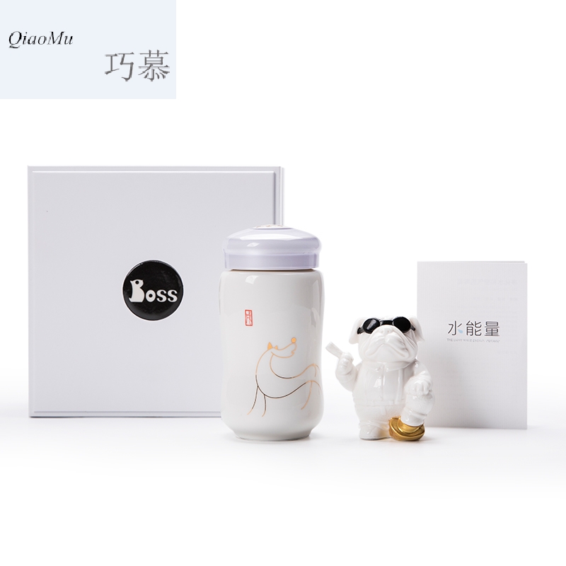 Qiao mu CMJ cup with a cup of household creative office boss cup with cover large capacity double ceramic cup
