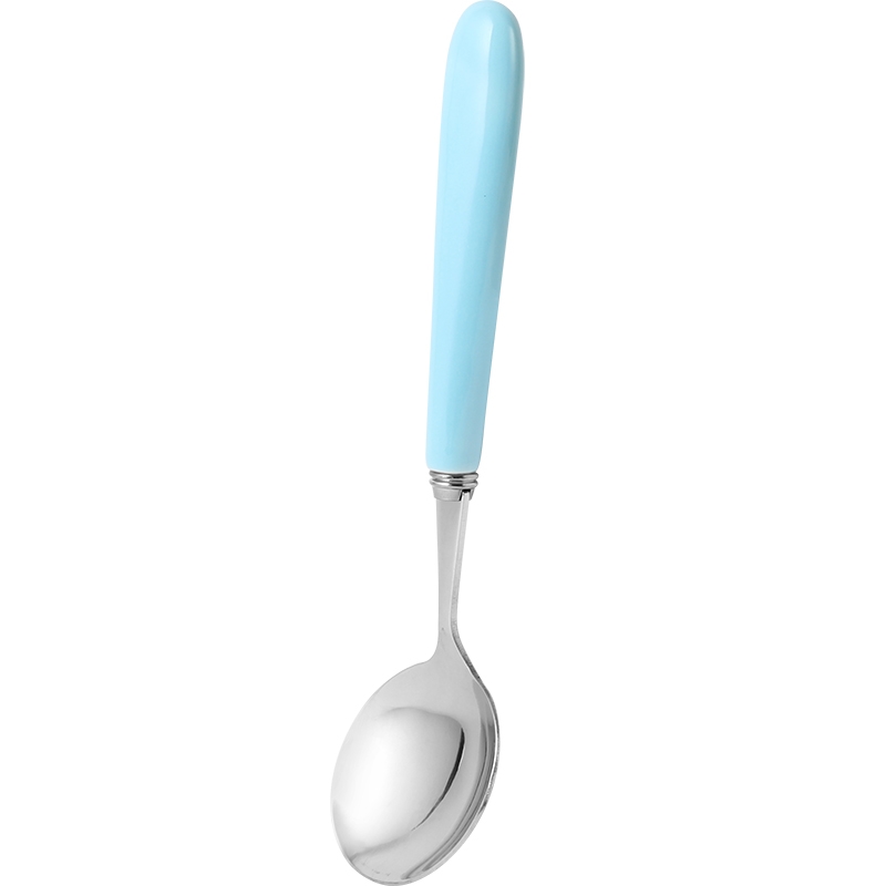 Qiao mu LH blue powder! Ceramic handle, stainless steel ladle watermelon run ice cream spoons to eat Fried rice is very delicious