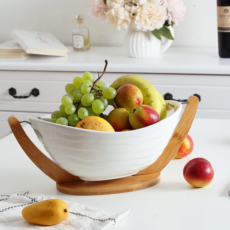 Qiao mu ZCJ I and contracted creative ceramic fruit bowl white large bowl sitting room household dry fruit basket fruit tray