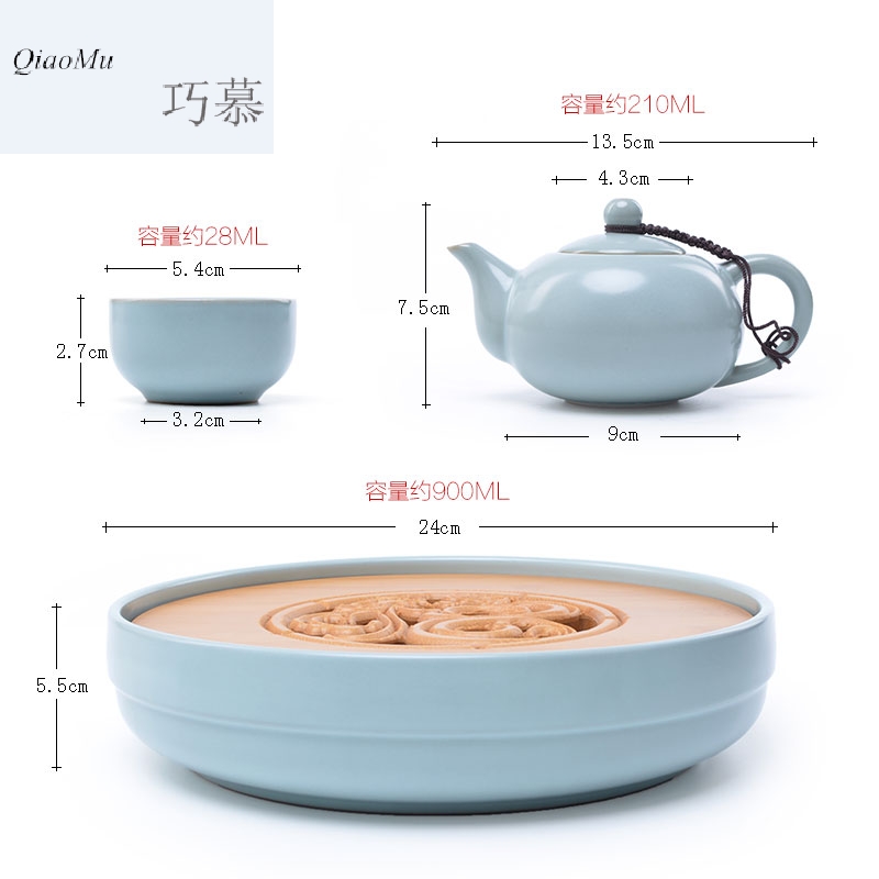 Qiao longed for up travel tea set portable package a pot of six cups of ceramic tea tray was your porcelain teapot is suing travel kit