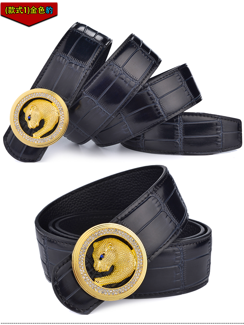 新款鹰头皮带史蒂芬克莱因镶钻男士真牛皮腰带时尚潮休闲青年裤带