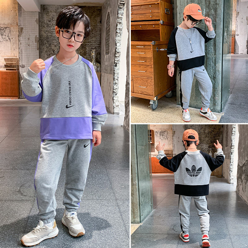 Boys suits spring and autumn clothes 2022 new middle-aged children's fashionable sweater casual two-piece handsome foreign style Korean version of the tide
