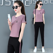 2022 new 361 sports suit womens thin summer Jordan Noo foreign air relaxed and casual round collar two sets