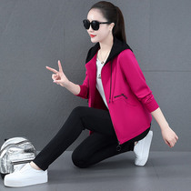 2021 New Jordan Sports Suit Womens Spring Autumn Season Foreign Air Fashion Big Code Casual Running Suit Clothing Three Sets