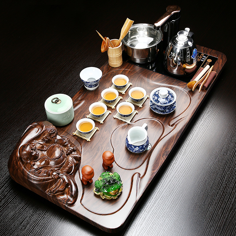丰众 家用茶具套装 整套紫砂功夫茶具全自动四合一实木乌金石茶盘产品展示图5