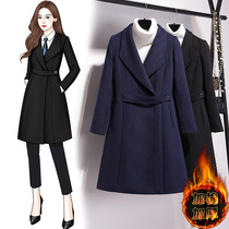 Professional dress woolen coat womens long overalls slim body thickened sales department 4s shop woolen coat winter