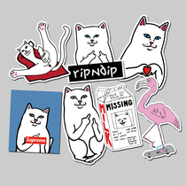 Middle finger cat suitcase sticker luggage laptop skateboard ins personality ipad Tide brand waterproof stickers