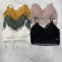 White thin underwear womens small chest gathered spring and summer milk anti-sagging non-rimless lace bra breathable vest