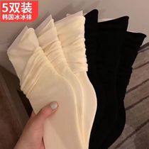 Ice socks womens summer thin socks ins tide Net red White Velvet Ice Silk summer long pile socks