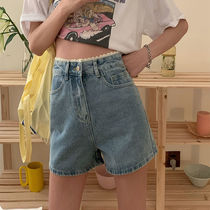 Denim shorts womens summer 2021 new ins tide ultra-high waist loose thin net red a-line wide leg hot pants