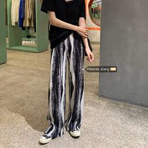Wide leg pants womens summer ins high waist thin tie-dyed straight trousers loose design sense niche pants casual pants