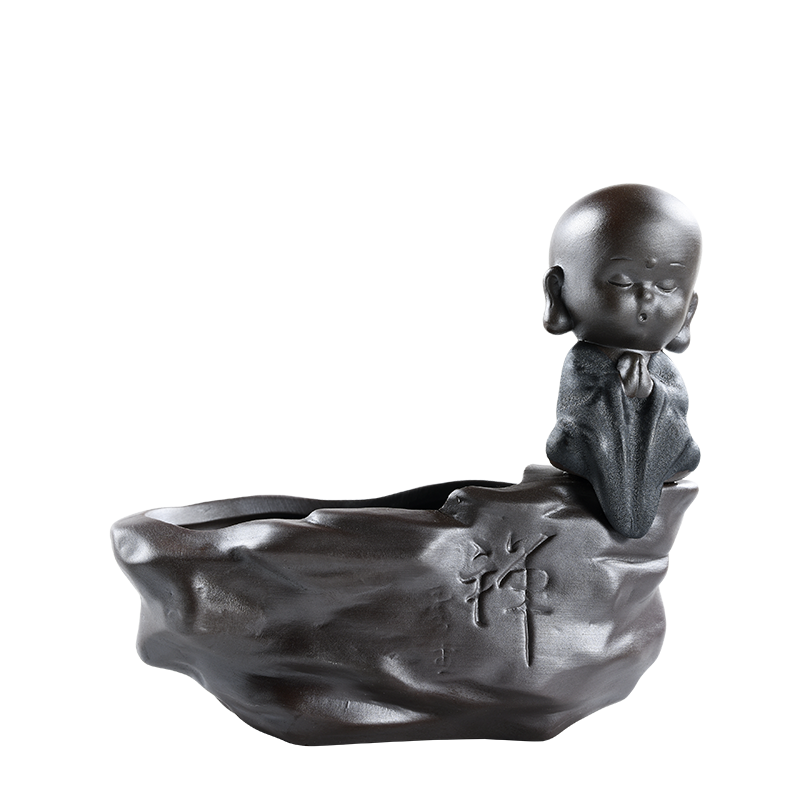 Creative purple sand monk put ceramic vase furnishing articles hydroponic plant office desktop flowerpot money plant water containers