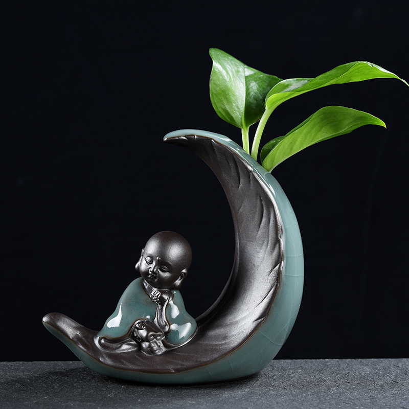 Creative moon monk put ceramic vase furnishing articles hydroponic plant office desktop flowerpot money plant water containers