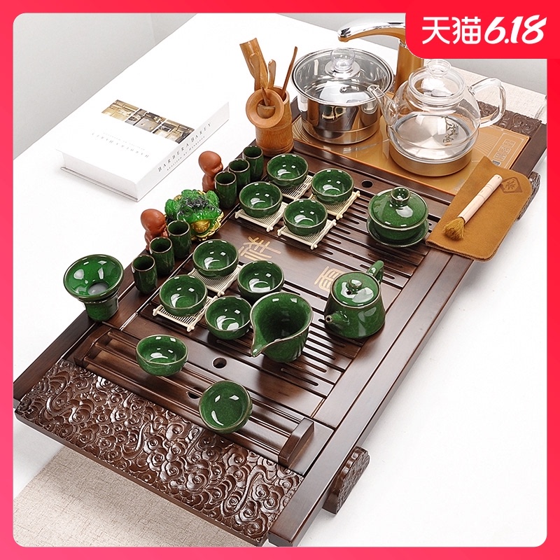 Automatic curing pot of tea set home a whole set of violet arenaceous kung fu tea set contracted solid wood tea tray