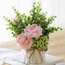 Nordic fake flower simulation flower decoration Living room decoration Ceramic vase Silk flower arrangement Dining table desktop floral decoration