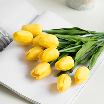 Home decoration 10pcs single bouquet pu feel tulip high quality single flower table decoration flower simulation