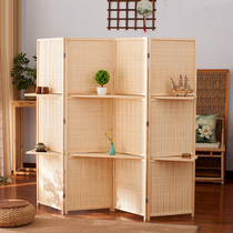 Solid wood screen partition Mobile folding screen living room entrance partition Modern minimalist office hotel folding bamboo screen