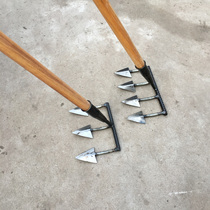 Household loosening tool all-steel rake raising flowers turning the soil weeding artifact three-tooth fork hoe wasteland reclamation pick agricultural nail rake