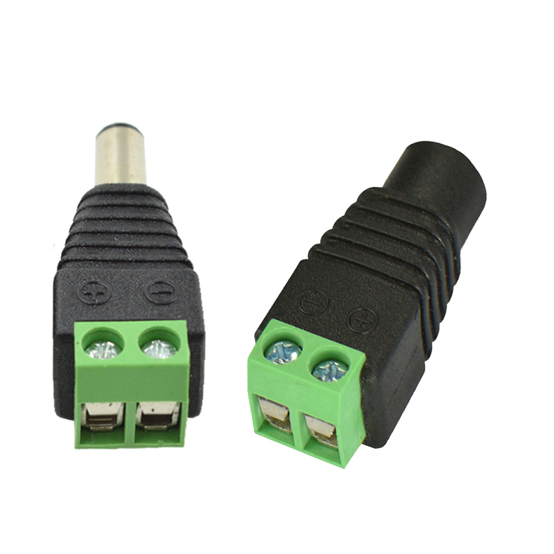 12v电源接口公头母头免焊接头 dc电源5.5-2.1mm dc公母头转换插头