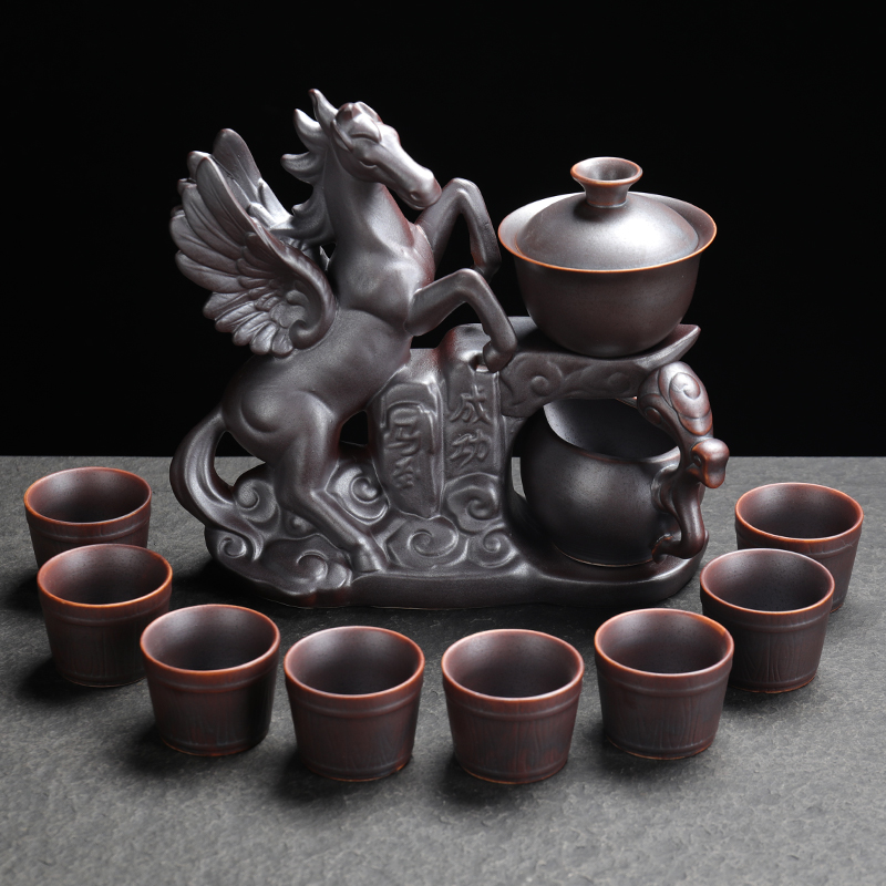 Poly real sheng lazy people make tea tea service automatically suit household water ceramic kung fu tea teapot tea cups