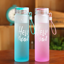 Korean version of the creative trend glass couple cup water cup Student portable handy cup Large capacity teacup Mens and womens cups