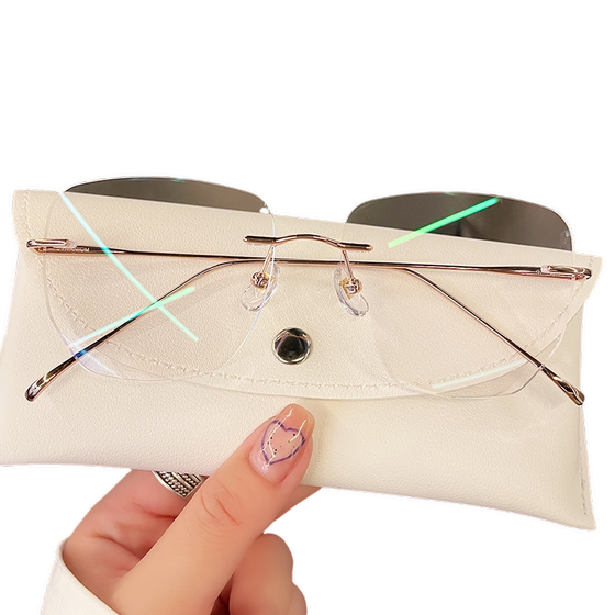Super light pure titanium diamond -cut border blue light radiation myopia glasses female borderless plain artifact can be used for men Super light pure titanium diamond -cut border blue light radiation myopia glasses female borderless plain artifact can be used for men