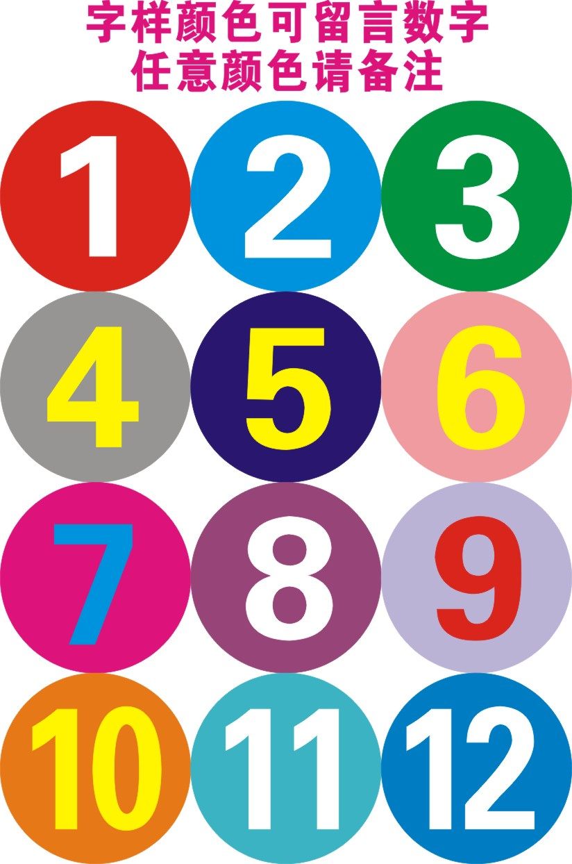 9cm大号防水圆形数字贴不干胶顺序标签楼梯活动号码贴纸1-1000号