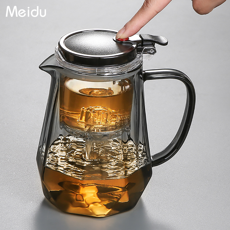 Floating Comfort Cups Bubble Teapot Grey Glass Tea Set Liner Detachable Press Type Home Key Separation Filter Teapot-Taobao