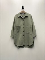 Stock tail goods spring and autumn womens long shirt loose and wild casual cotton cloth large pocket jacket