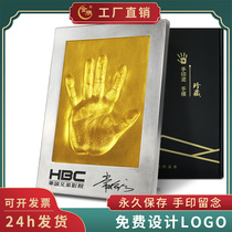 Jinshuo creative stainless steel business customization personality professional waterproof handprint mud hand mold souvenir handprint opening celebration