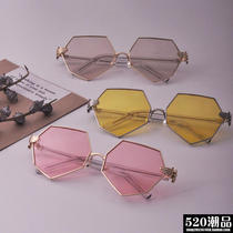 Star Yang Irregular Sunglasses Sunglasses with Transparent Pearl Nose Flat Glasses Polygon Octopus