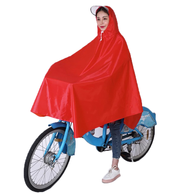 【九登堡】电动车通用长款大红色雨衣