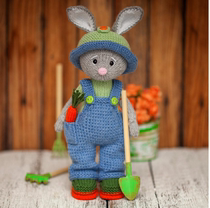 Gardentine Rabbit body hat back with pants only text figure decontrol Mknit stick needle wool braided doll fig.