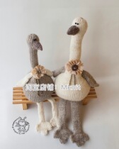 2 goose Mknit stick needle wool thread braided doll figure decontextulated pure text tutorial Chinese version explanation