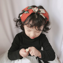 Korean children flower cross big bow hair band Little Girl wide edge pressure hair fashion headgear girl hairpin