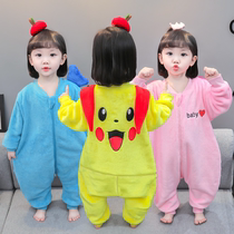 Girls Concord Pajamas Fall Winter Flag Girl Baby Baby Coral Flexh Childrens Baby Winter Household Clothes