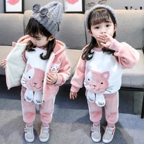 Baby autumn winter suit air clotheBaby baby winter clothes baby children 1 year old 3 girl plus thicker coat three pieces
