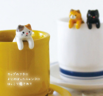 Japanese three-dimensional hand-painted cute ceramic cat spoon Cartoon childrens stirring spoon Coffee spoon