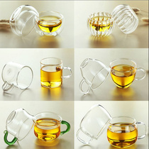 Heat-resistant thickened double-layer glass teacup Tea cup with handle Glass tea cup Glass green tea cup Kung Fu tea set