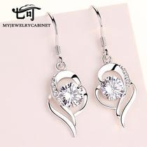 Earrings Woman 2020 New Tide Pure Silver Earrings For Valentines Day Gifts Inlaid Schwarocene Chzircons Earrings Temperament Long