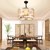 New Chinese LED modern creative wrought iron chandelier simple living room lamp bedroom lamp dining room study Teahouse round