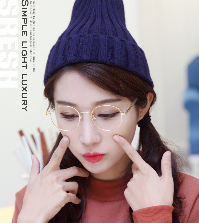 复古全框近视眼镜女金色框超轻圆框文艺范小脸型配成品眼睛架潮男