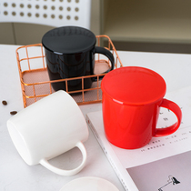 Solid color Cup Couple Cup ceramic cup water Cup household Cup ceramic breakfast cup ceramic mug with lid