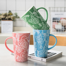 Hand-painted mug ceramic cup coffee cup cup Milk Cup ceramic cup ceramic qing lv bei breakfast cup