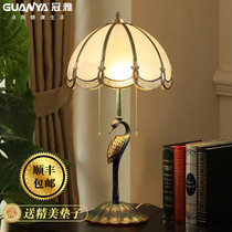 High-end vintages full copper American bedroom Bedroom Nightstand Lamp Fairy Crane Luxurious Villa Living Room Book Room Pure Copper Decoration Table Lamp
