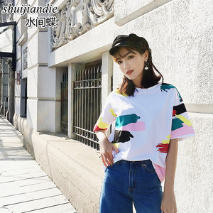短袖t恤女2018夏装新款学生韩版百搭上衣服宽松潮韩范ulzzang半袖