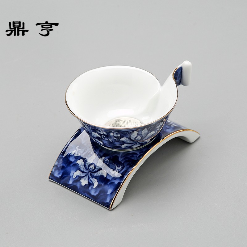 Ding heng kung fu tea set suit household jingdezhen water storage of a complete set of ceramic tea set ground blue and white porcelain tea POTS