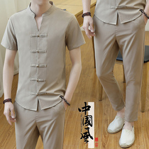 The new men’s short-sleeved t-shirts handsome tide cotton sleeve suit men’s Chinese Folklore sockets