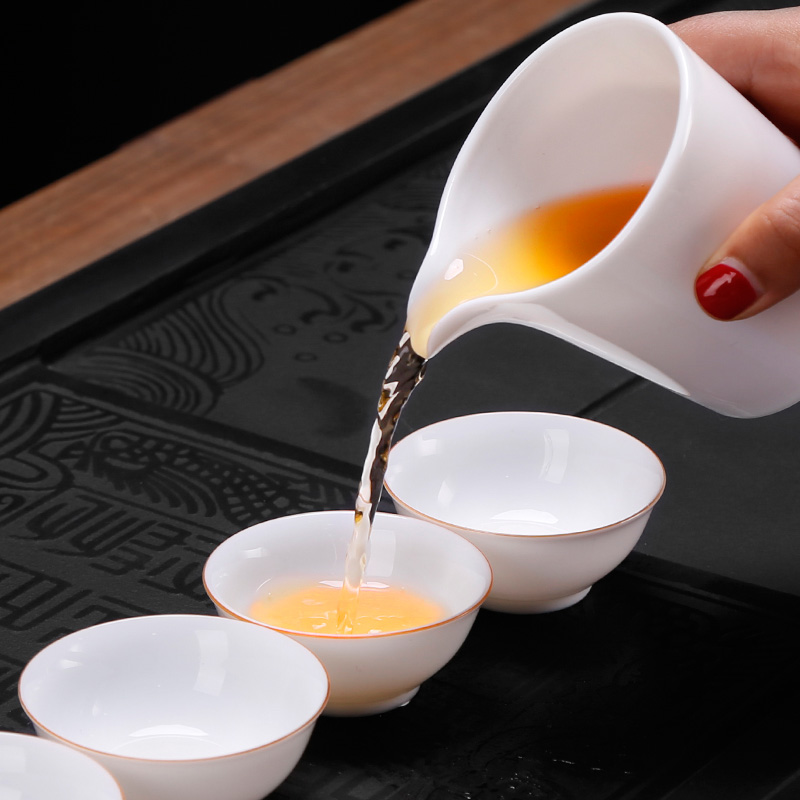 High white porcelain office six kung fu tea sets tea gift box combination Chinese modern ceramic tea cup